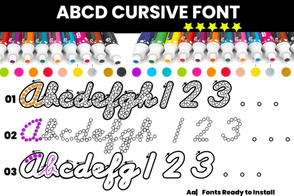 Abcd Cursive Dot Marker Font