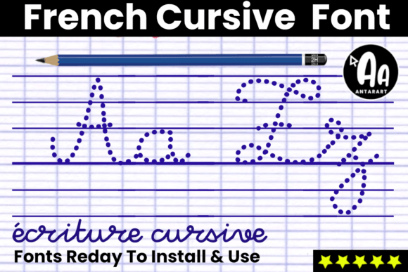French Cursive Dotted Lined Font