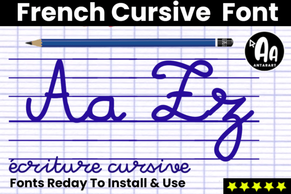 French Cursive Lined Font